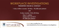 Workplace investigations - (Presented online & contact)