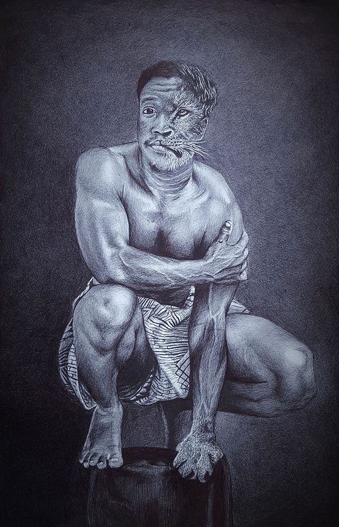 Winner of 2019 BIC Art Master Africa - 'Black Lion' by Fatou Aboudou from Benin