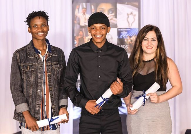 South African Shining Light Awards Winners: L to R: Kaugelo Pinyana Mphela (second place), Tebogo Shaun Ledwaba (first place) and Roelien Geldenhuys (third place)